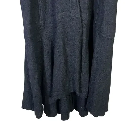 Rare Free People Heritage Wool Coat Size 6 Black Ruffle Victorian Dark Academia - Picture 4 of 7